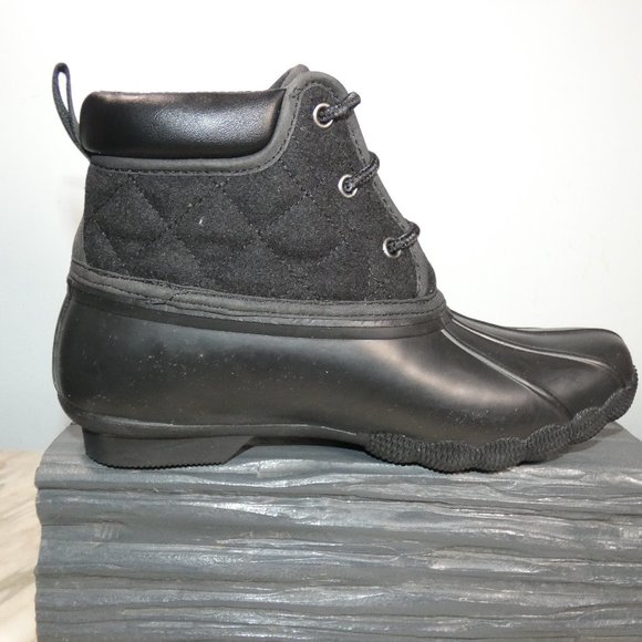 NiB Skechers Pond-Lil Puddles-Mid Quilted Lace Up Duck Boot 8 Black/Black - Picture 2 of 11